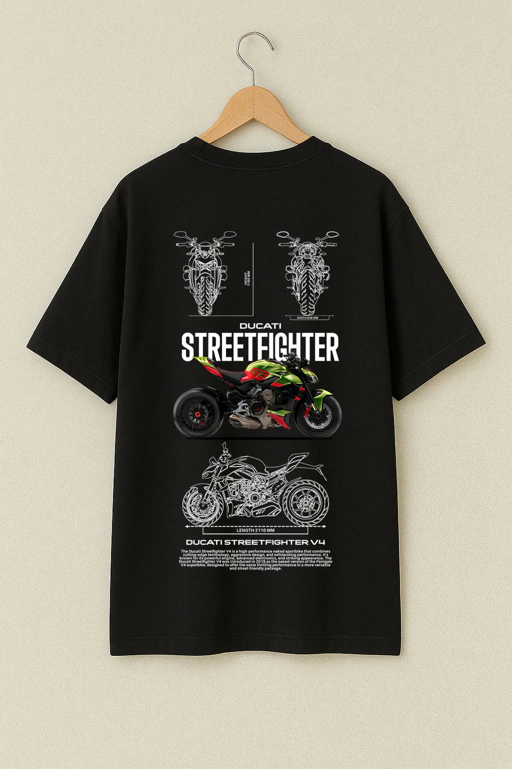 Ducati Streetfighter V4 Oversized T-Shirt – The Naked Beast in Streetwear Form
