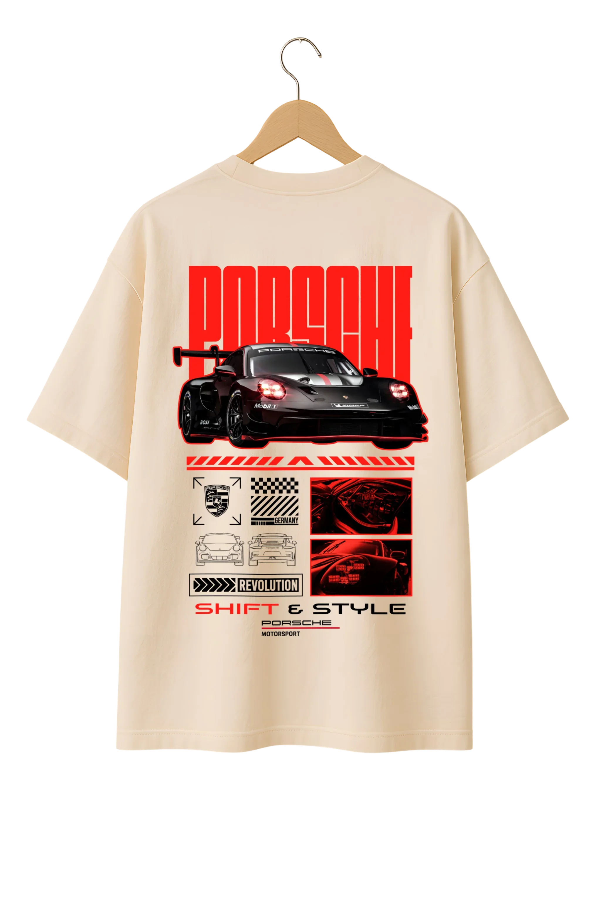 Mercedes-AMG GT2 T-Shirt back view – oversized fit, racing-inspired, and built for car enthusiasts. Shift&Style.